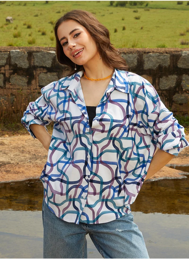 كامبوس سوترا Women's Azure Blue Flowing Vines Shirt