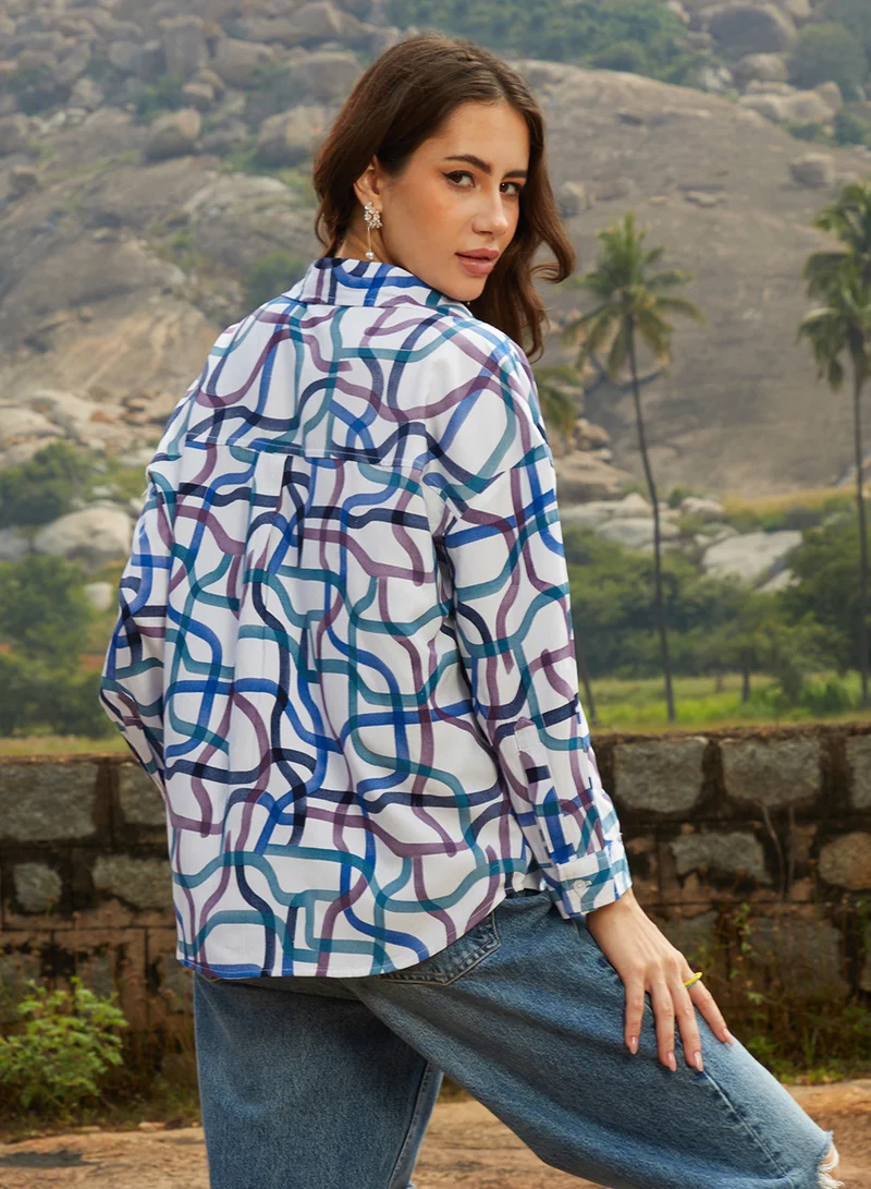 كامبوس سوترا Women's Azure Blue Flowing Vines Shirt