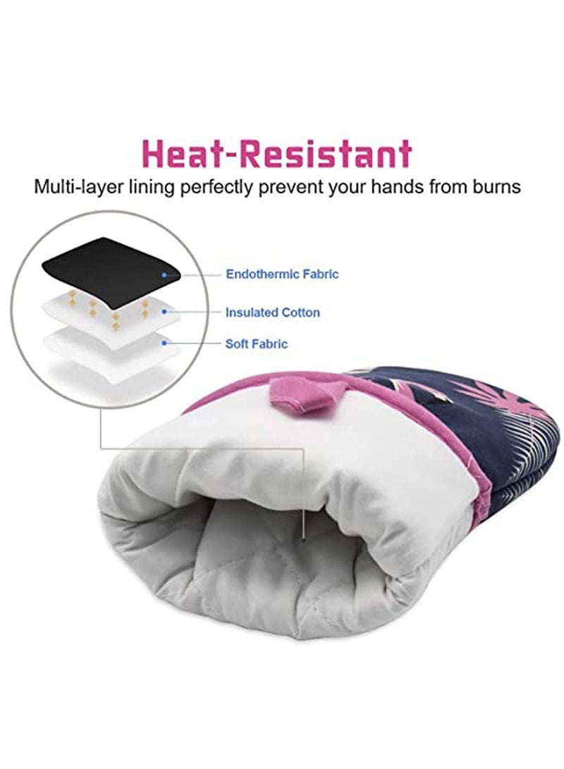 كاست ويف قفازات فرن مقاومة للحرارة بقدرة 500 درجة ، قفازات فرن بتصميم لطيف على شكل طائر الفلامنغو مع بطانة مبطنة وحلقة تعليق للطبخ والشواء والخبز 1 زوج - Image 4