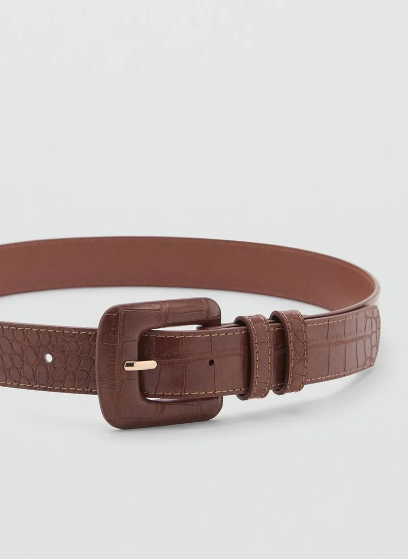 MANGO Crocodile-Effect Belt