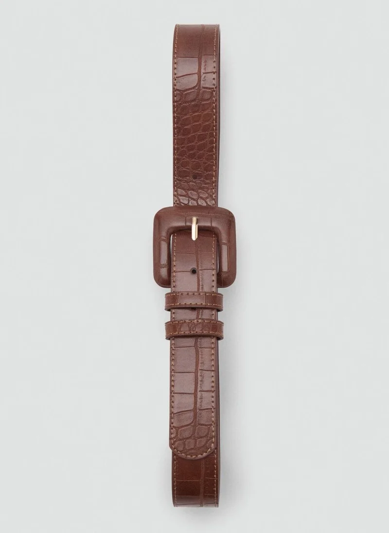 MANGO Crocodile-Effect Belt
