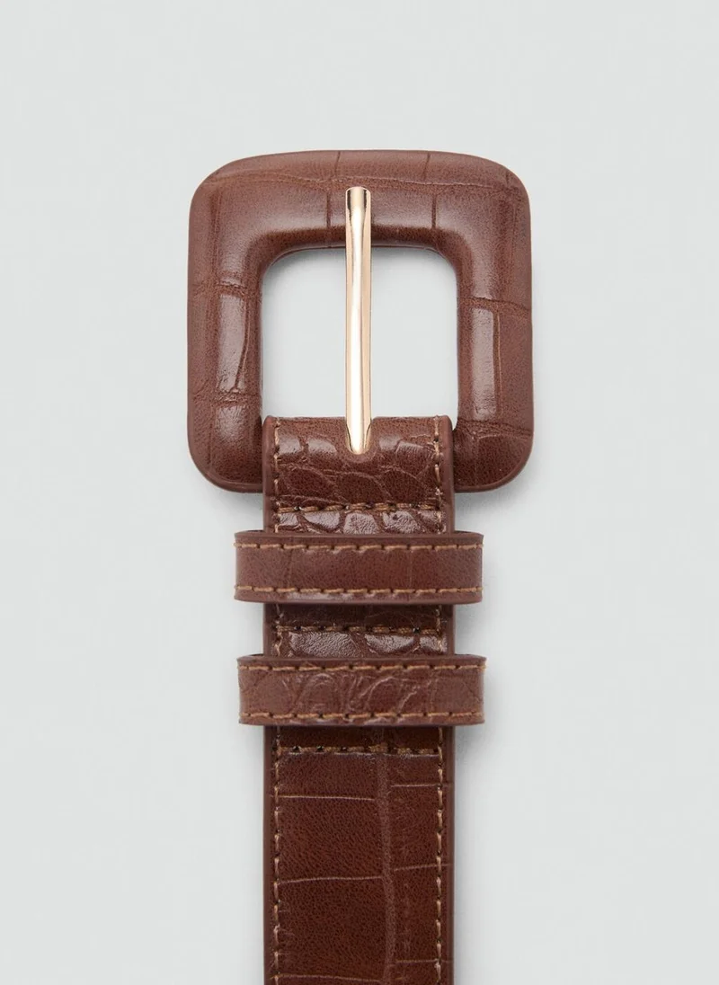 MANGO Crocodile-Effect Belt