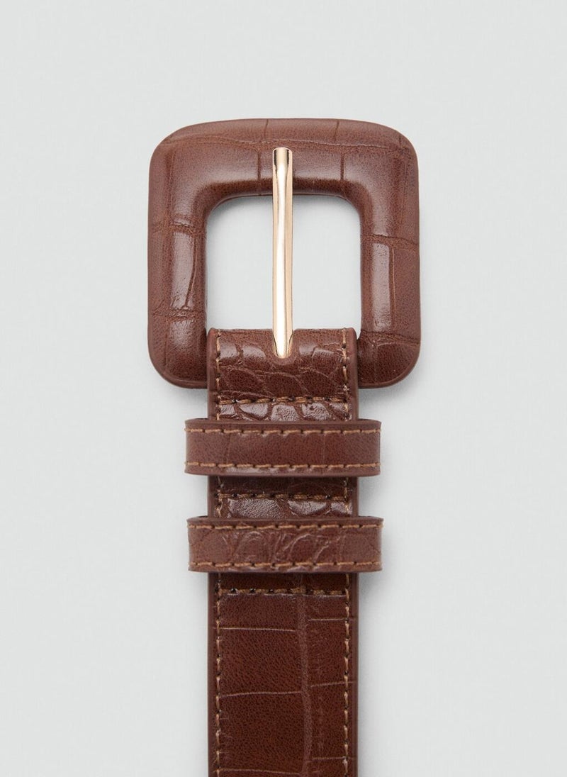 MANGO Crocodile-Effect Belt  - Image 4