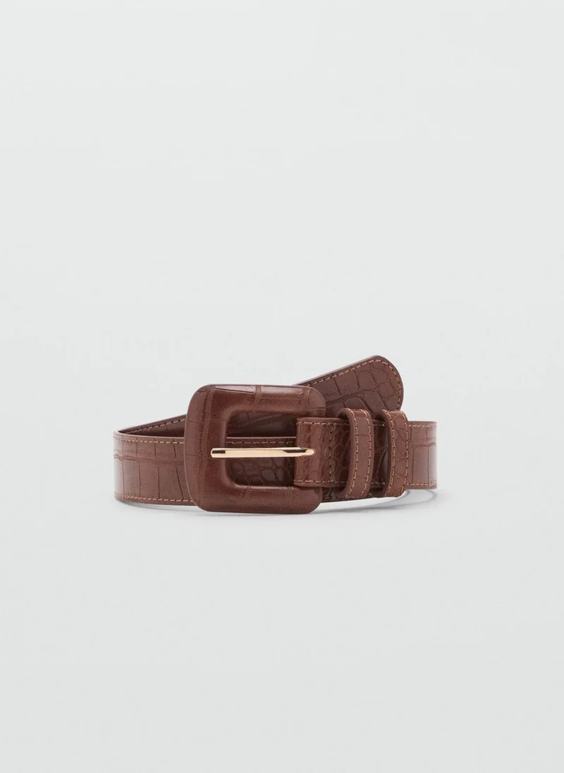 MANGO Crocodile-Effect Belt