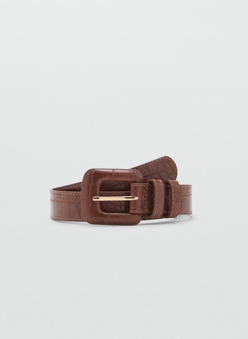 MANGO Crocodile-Effect Belt  - Image 1