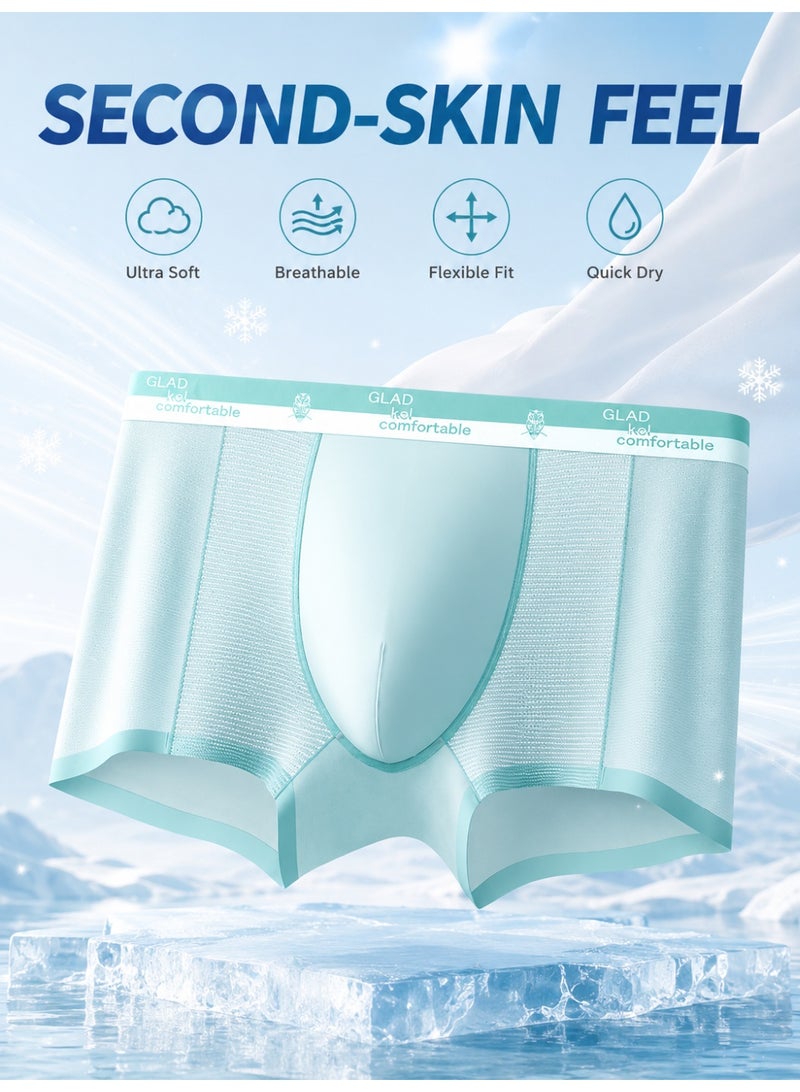 Men’s Ice Silk Boxer Briefs 4-Pack, Breathable Mesh Underwear, Soft Stretch Quick-Dry Trunks, Lightweight Comfortable for Men - Image 4