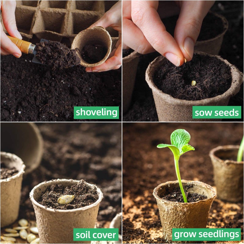 JERIA 200-Pack 3.15 Inch Peat Pots for Seedling with 200 Pcs Plant Labels,Outdoor Garden Germination Nursery Pots,Biodegradable Seed Starter Pots Kits - Image 5