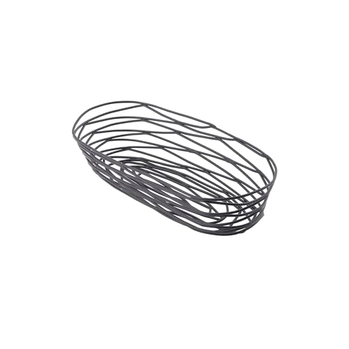 TableCraft BK11709, Oblong Basket, 9" x 4" x 2", Black Metal, Artisan Collection, Powder Coated for Durability, Versatile Design for Bread, Bagels, Pastries, and Decorative Use - Image 2
