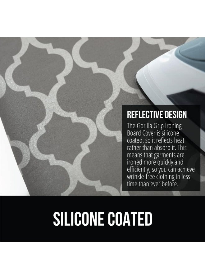 Gorilla Grip The Original Ironing Board Cover, Silicone Coating, Full Size Scorch Resistant Padding, Elastic Edge, Heavy Duty Iron Pad Covers Standard Boards, Hook And Loop Fastener Strap, Quatrefoil - Image 4