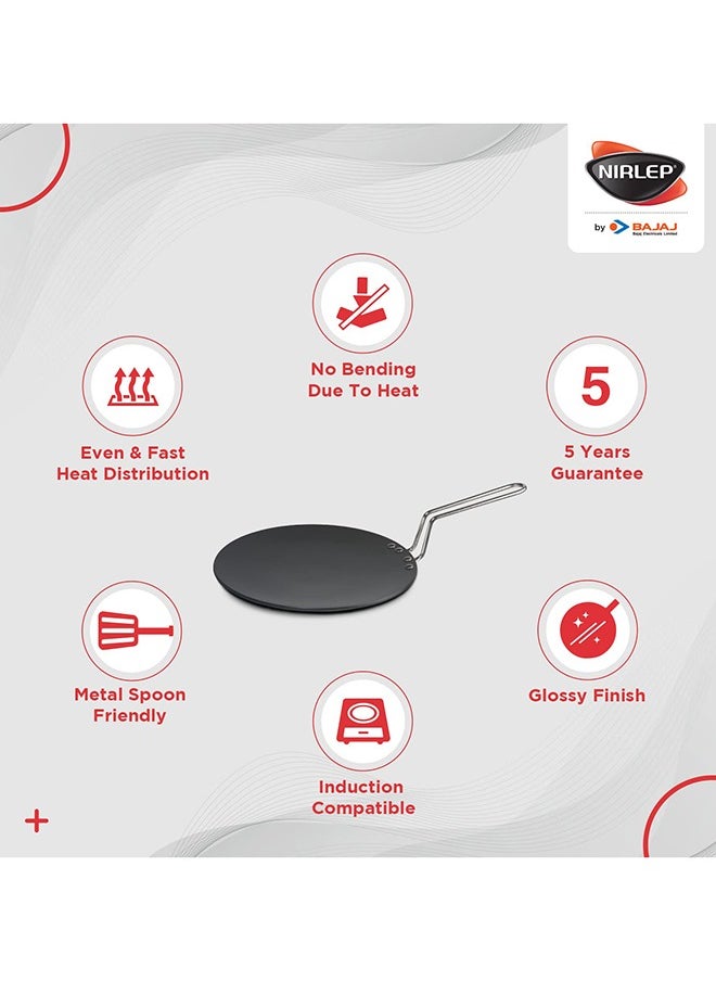 NIRLEP Ebony Induction Base Concave Griddle Tawa 26 cm | No Bending, Even & Fast Heat Distribution, Metal Spoon Friendly, Glossy Finish, Induction Compatible, Gas Stove Compatible  - Image 5