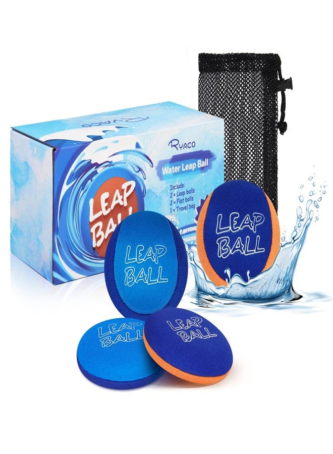 Ryaco Leap Ball Water Skipping Ball Pool Balls - 4 Pack Bouncing Beach Ball for All Ages - Extreme Water Bathing Fun with Your Friends & Family at The Beach, Lake, Pool (Blue/Light Blue+/Orange/Blue) - Image 1