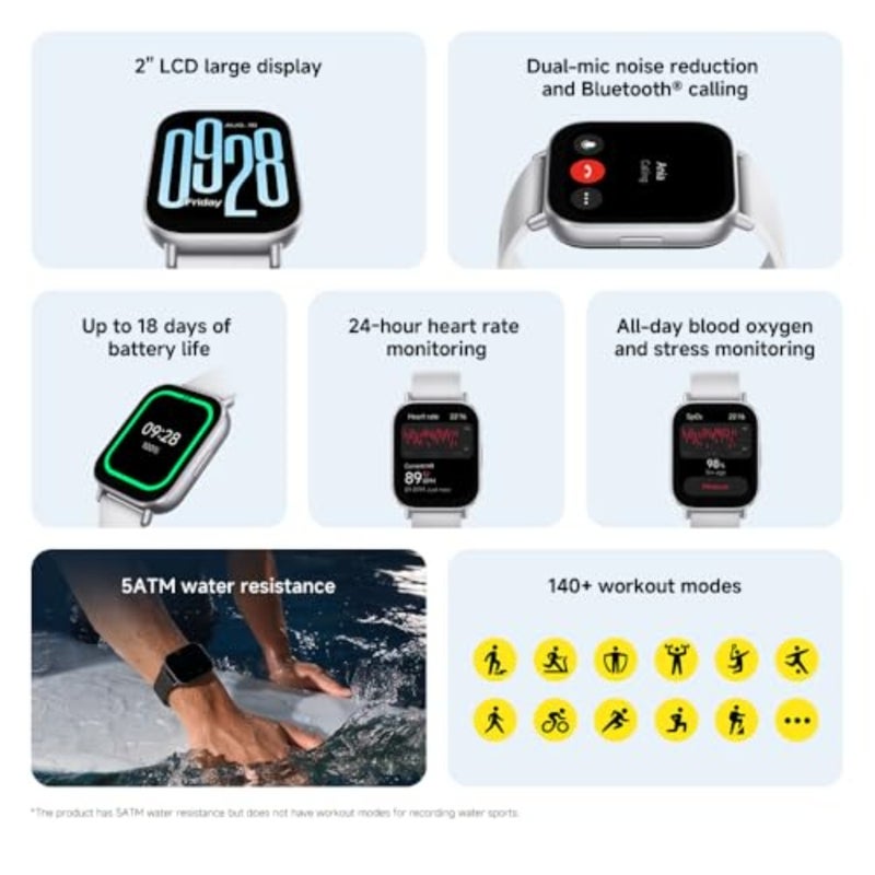 Redmi Smartwatch 2.0 LCD Display Bluetooth Calling Noise Reduction Health Tracking 5 ATM Waterproof 18 Days Battery Life - Image 2