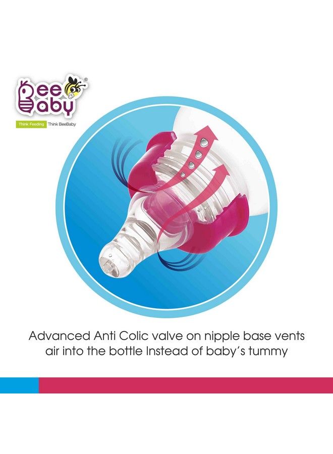 Beebaby زجاجة رضاعة للأطفال ذات عنق نحيف أساسي مع حلمة مضادة للمغص 100% خالية من BPA سعة 125 مل ; 4 أوقيات. (وردي) - Image 5