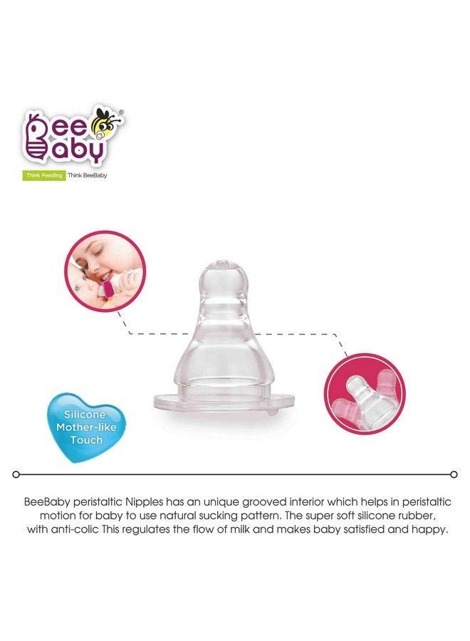 Beebaby زجاجة رضاعة للأطفال ذات عنق نحيف أساسي مع حلمة مضادة للمغص 100% خالية من BPA سعة 125 مل ; 4 أوقيات. (وردي) - Image 4
