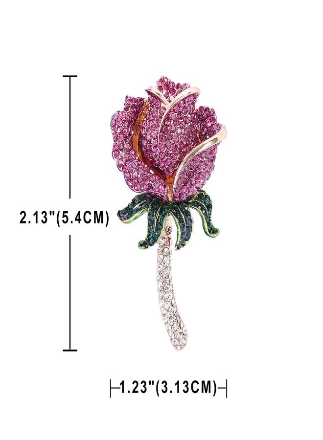 YOQUCOL Elegant Purple Cubic Zirconia Crystal Rhinestone Rose Shape Wreath Brooch Pin for Women - Image 2