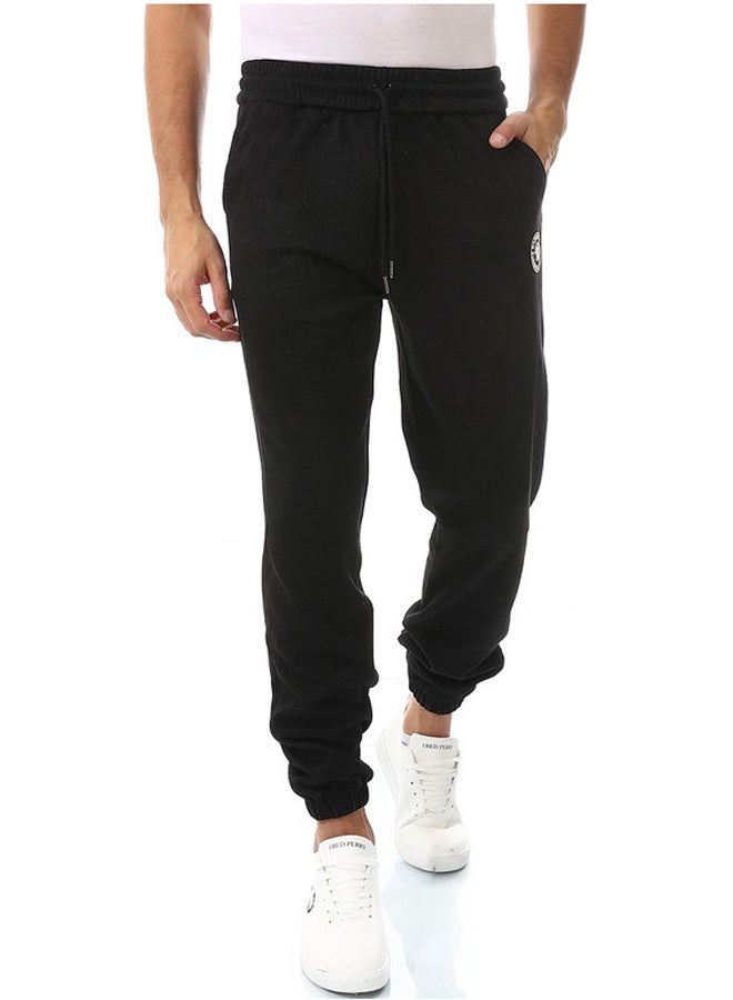 WHITE RABBIT Ribbed Black Elastic Waist Joggers  - Image 1