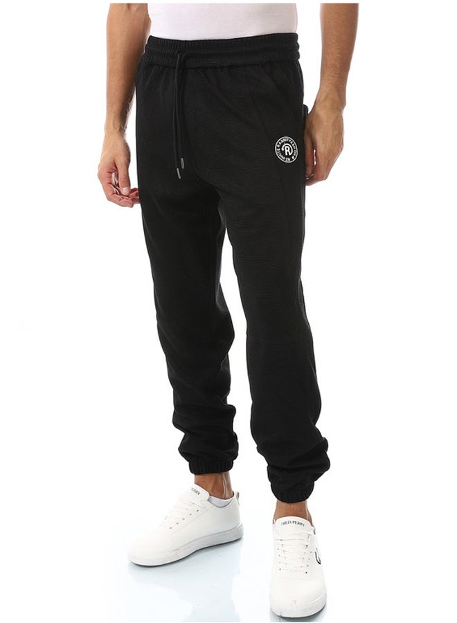 WHITE RABBIT Ribbed Black Elastic Waist Joggers  - Image 2