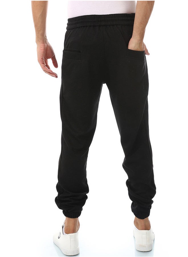 WHITE RABBIT Ribbed Black Elastic Waist Joggers  - Image 3