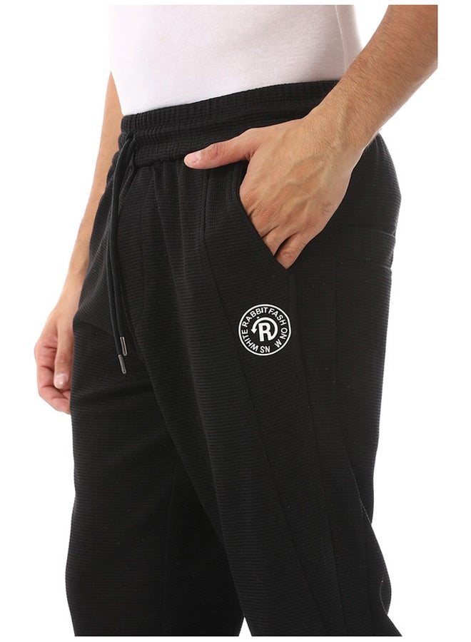 WHITE RABBIT Ribbed Black Elastic Waist Joggers  - Image 4