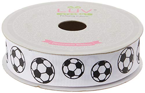 LUV RIBBONS GSO0708-SOC Grosgrain 7/8-Inch Sports Ribbon, 10-Yard, Soccer - Image 2