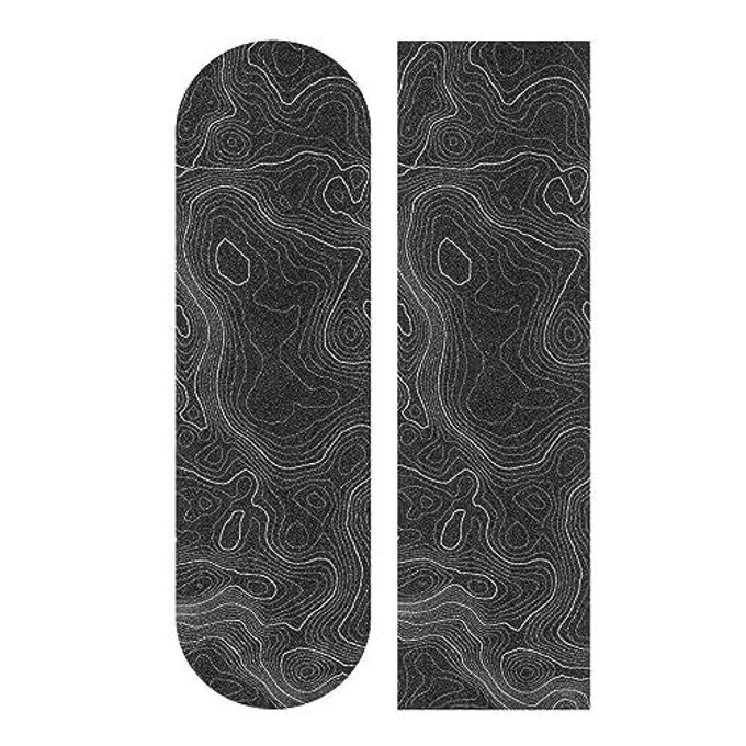 aportt Topographic Map Black Grip Tape With White Lines Contour Geographic Skateboard 33X9 Inch Non-Slip Sandpaper For Longboard Roller Board Stair Treads - Image 1
