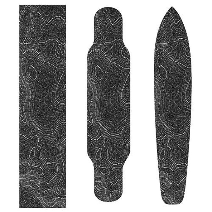 aportt Topographic Map Black Grip Tape With White Lines Contour Geographic Skateboard 33X9 Inch Non-Slip Sandpaper For Longboard Roller Board Stair Treads - Image 3