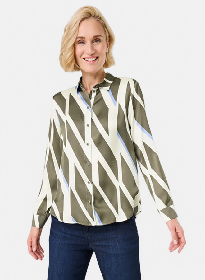 GERRY WEBER Flowing Long Sleeve Blouse With Hem Slits  - Image 1