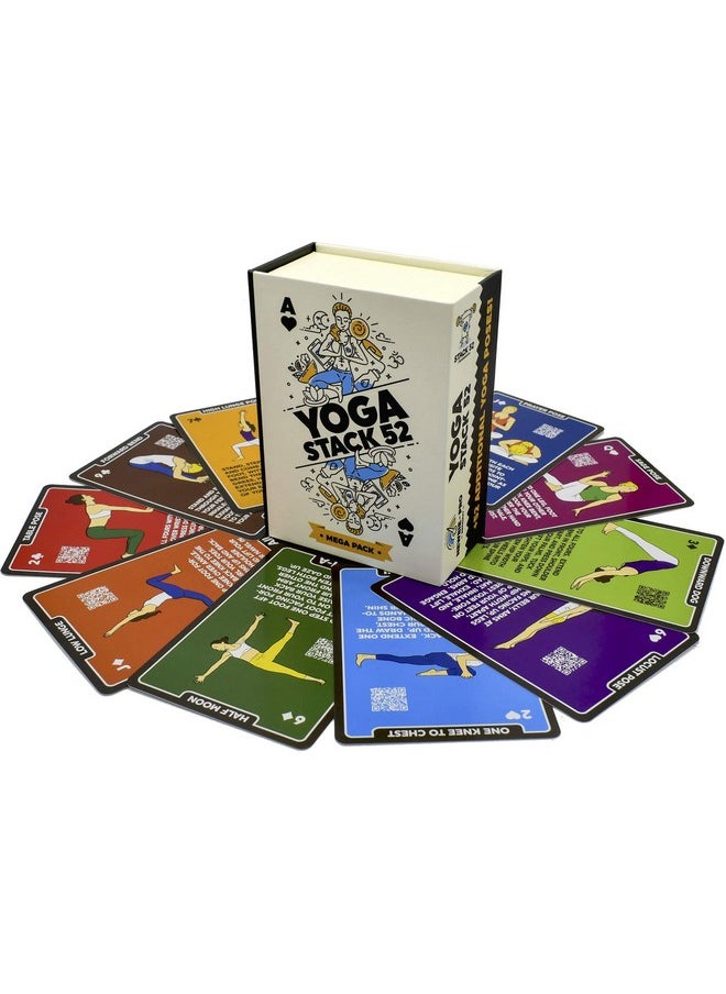 Stack 52 Stack 52 Yoga Exercise Cards: Designed by Certified Yoga Instructor. Video Instructions Included. Beginner to Advanced Poses and Asana Workout Games. Improve Fitness and Flexibility. (Mega Pack)  - Image 1