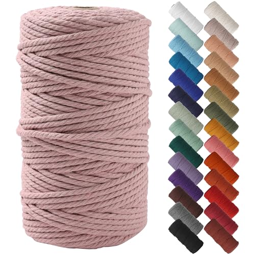 NOANTA Dusty Pink Macrame Cord 4mm x 109yards Colored Macrame Rope Cotton Rope Macrame Yarn Colorful Cotton Craft Cord for Wall Hanging Plant Hangers Crafts Knitting - Image 1