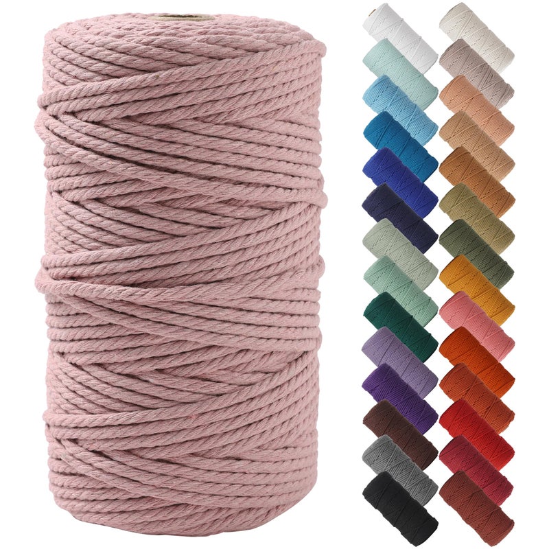 NOANTA Dusty Pink Macrame Cord 4mm x 109yards Colored Macrame Rope Cotton Rope Macrame Yarn Colorful Cotton Craft Cord for Wall Hanging Plant Hangers Crafts Knitting - Image 3