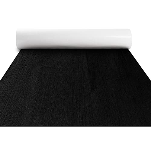FOCEAN Boat Flooring EVA Foam Boat Decking Marine Flooring Brushed Texture Marine Mats for Boats Yacht Kayak RV 94.5"x15.7", Black - Image 1