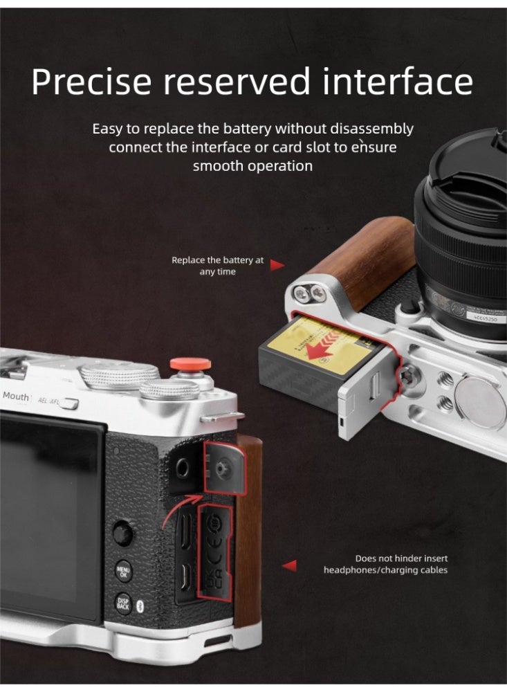 مقبض كاميرا على شكل L مناسب لـ FUJIFILM X-M5 – مقبض مزود بحذاء بارد ولوحة تحرير سريعة Arca-Swiss، متوافق مع الترايبود والمثبت، دعم مريح بيد واحدة لتصوير X-M5 - Image 4