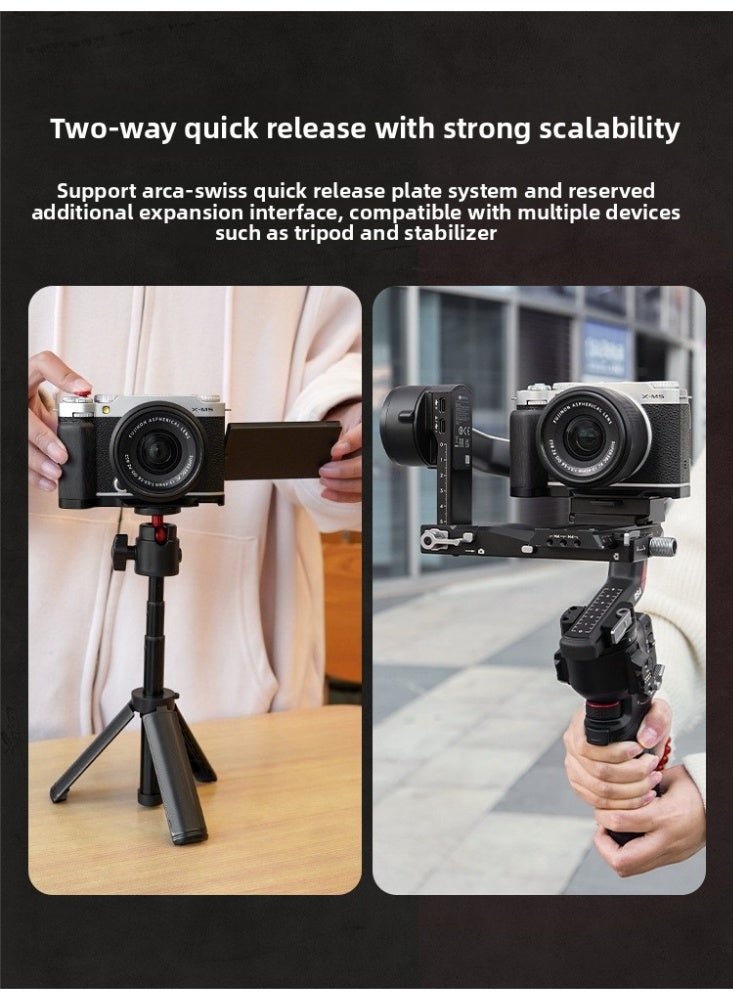 مقبض كاميرا على شكل L مناسب لـ FUJIFILM X-M5 – مقبض مزود بحذاء بارد ولوحة تحرير سريعة Arca-Swiss، متوافق مع الترايبود والمثبت، دعم مريح بيد واحدة لتصوير X-M5 - Image 3
