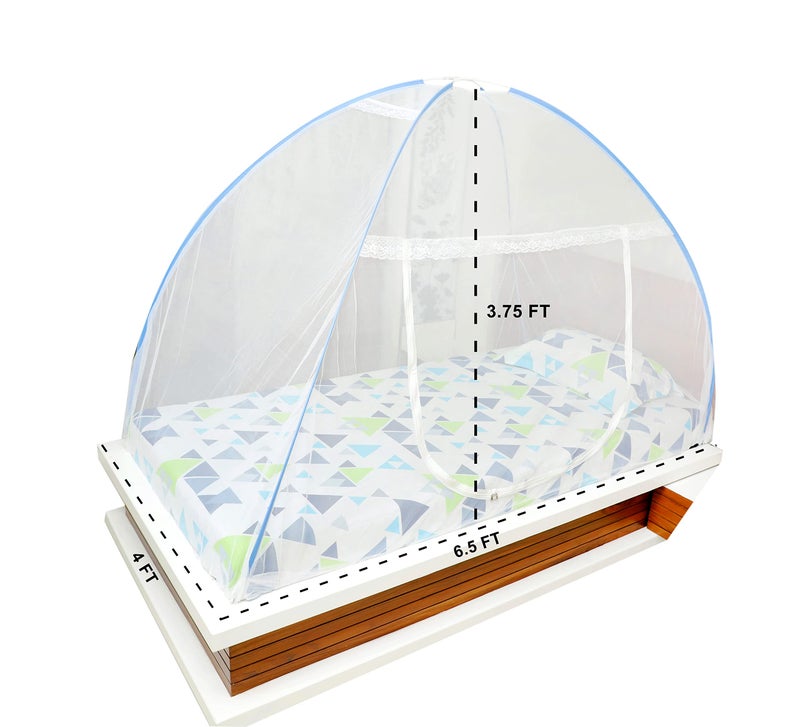 fegore Mosquito Net for Single Bed Foldable Machardani Lightweight Polyester Material Use One Adults or One Kids with Red Cover (Color - White Size - 6.5X4 feet) - Image 2