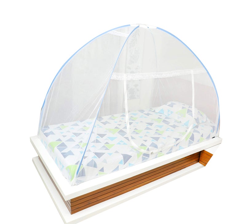 fegore Mosquito Net for Single Bed Foldable Machardani Lightweight Polyester Material Use One Adults or One Kids with Red Cover (Color - White Size - 6.5X4 feet) - Image 1