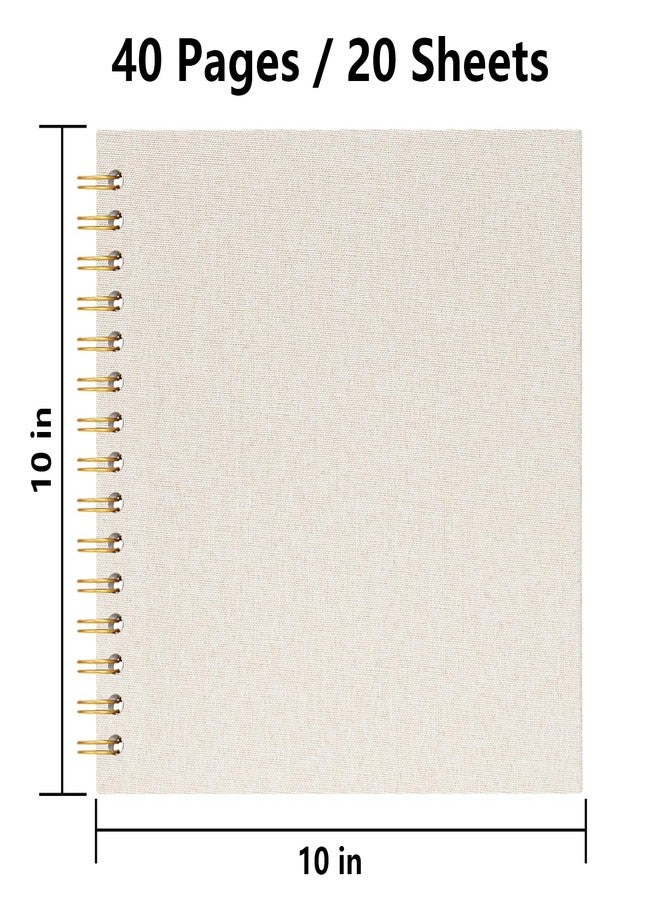 Hiwhy 10x10 Inch Scrapbook DIY Photo Album Linen Cover Hardcover White Pages 20 Sheets Small Scrap Memory Book Beige - Image 2