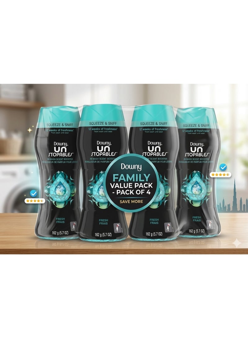 Downy Unstopables In-Wash Scent Booster Beads - Fresh Scent (162g x Pack of 4) - Image 1