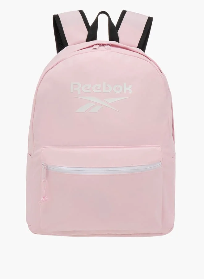Logo Print Backpack With Zip Closure And Adjustable Straps