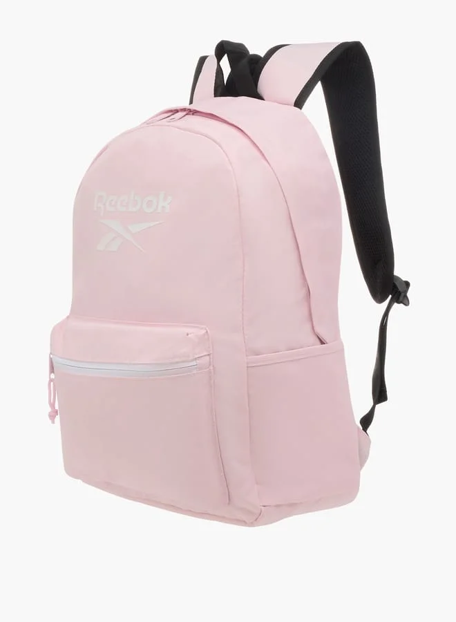 Reebok Logo Print Backpack With Zip Closure And Adjustable Straps