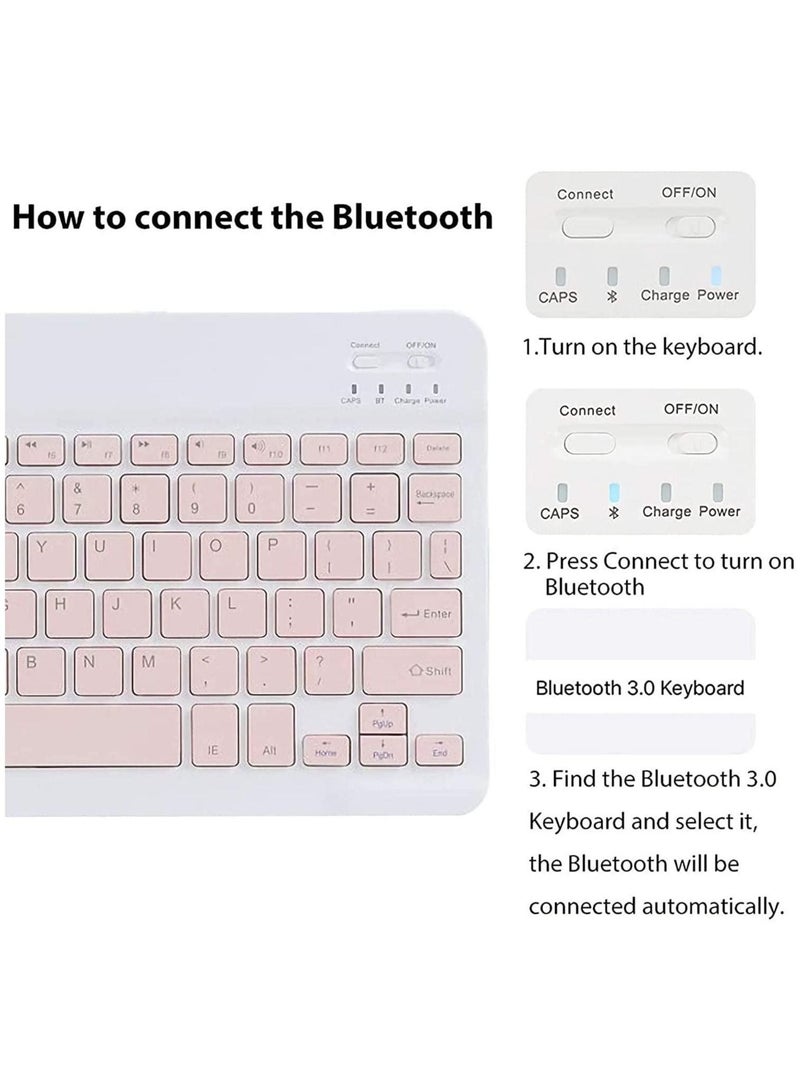 Arabic & English Wireless Keyboard Case and Mouse For Ipad 10th Generation 2022 10.9 Inch Detachable Wireless Keyboard Pencil Holder Slim Leather Smart Cover (Pink) - Image 5