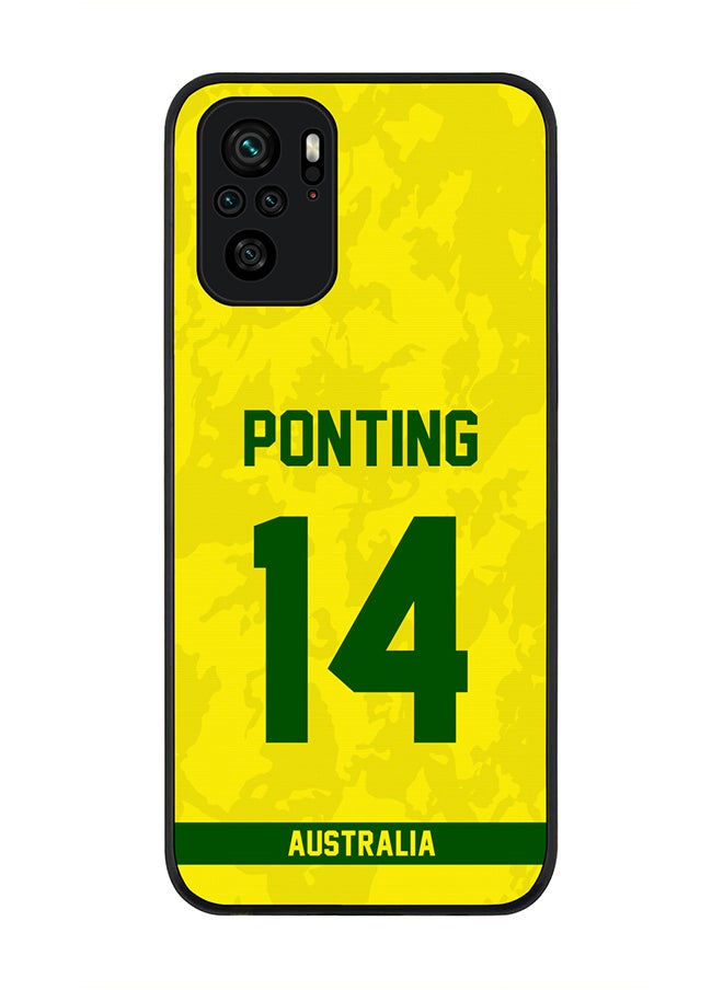 Stylizedd - Rugged Black Edge Case for Redmi Note 10S / Redmi Note 10 4G, Slim fit Soft Case Flexible thin Cover - Player Name - Ricky Ponting, Jersey Number- 14 - Image 1