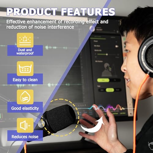 HAVANSIDY 2PCS Microphone Pop Filter Foam Cover Compatible with Shure SM7B SM7dB, Windscreen Replacement for Noise Reduction - Image 4