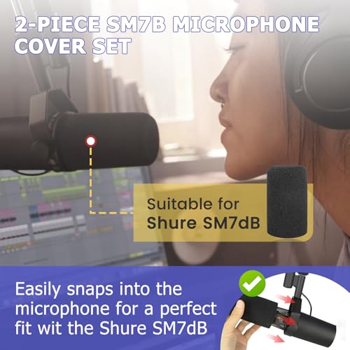 HAVANSIDY 2PCS Microphone Pop Filter Foam Cover Compatible with Shure SM7B SM7dB, Windscreen Replacement for Noise Reduction - Image 3
