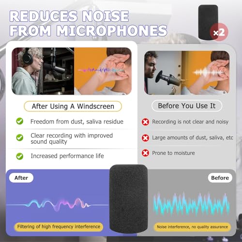 HAVANSIDY 2PCS Microphone Pop Filter Foam Cover Compatible with Shure SM7B SM7dB, Windscreen Replacement for Noise Reduction - Image 5