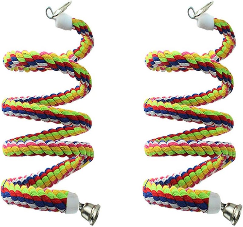 Tayfremn 2pcs 63in Bird Perch Rope Bungee Parrot Toy - Pure Natural Cage Chewing Toy - Image 1