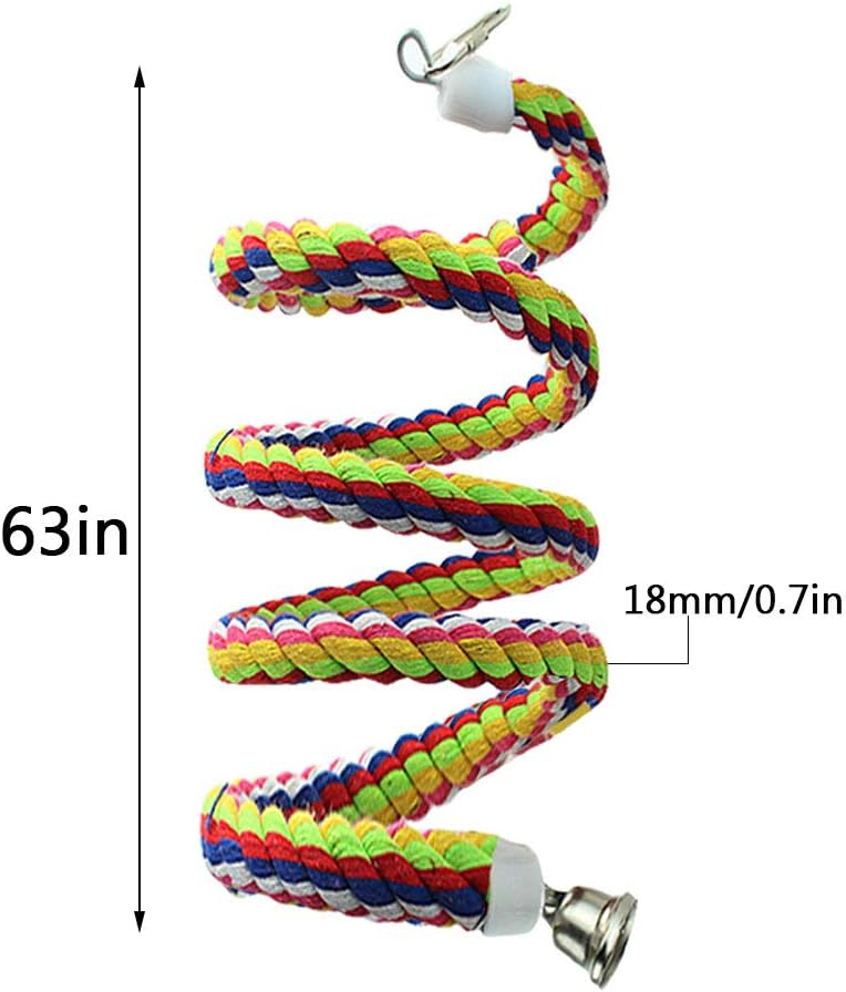 Tayfremn 2pcs 63in Bird Perch Rope Bungee Parrot Toy - Pure Natural Cage Chewing Toy - Image 2