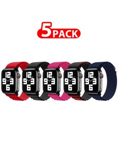 5 Pack Of Apple Watch Alpine Loop Band 38mm 40mm 41mm Women Men Adjustable with Metal G-Hook Strap for iWatch Series 7/SE/6/5/4/3/2/1 Multicolour