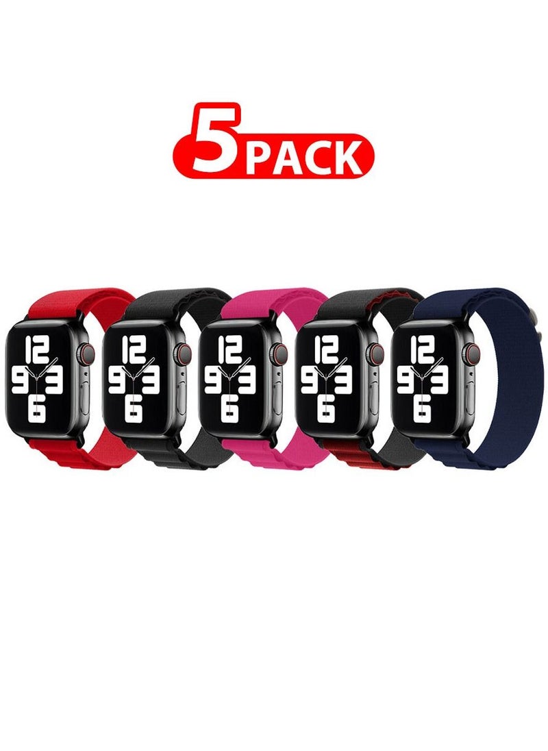 CATANES - 5 Pack Of Apple Watch Alpine Loop Band 38mm 40mm 41mm Women Men Adjustable with Metal G-Hook Strap for iWatch Series 7/SE/6/5/4/3/2/1 Multicolour - Image 1