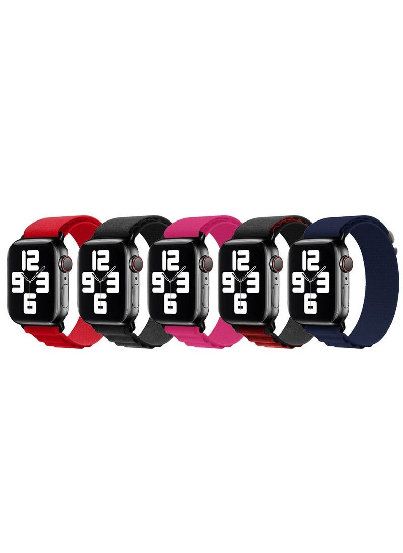 CATANES - 5 Pack Of Apple Watch Alpine Loop Band 38mm 40mm 41mm Women Men Adjustable with Metal G-Hook Strap for iWatch Series 7/SE/6/5/4/3/2/1 Multicolour - Image 1
