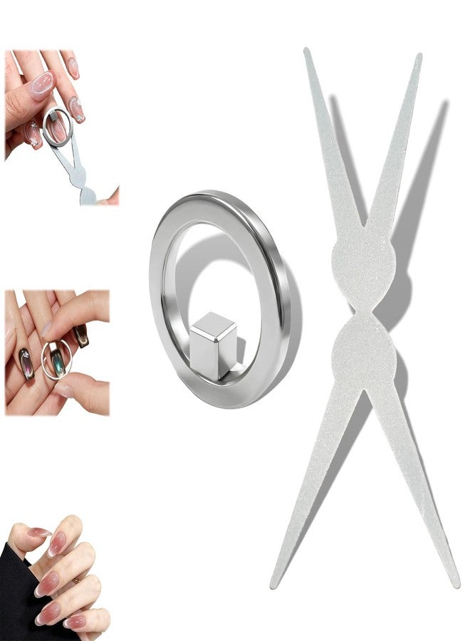 PMDYBY New Ring-Shaped Cat Eye Magnet for Nails, Hollow Cat Eye Magnet, Cat Eye Magnet Ring, Y & Rings Magnet(Wide Beam, Heart, French), Portable Hollow Circular Cat Eye for Home Salon DIY Manicure (1 Set) - Image 1